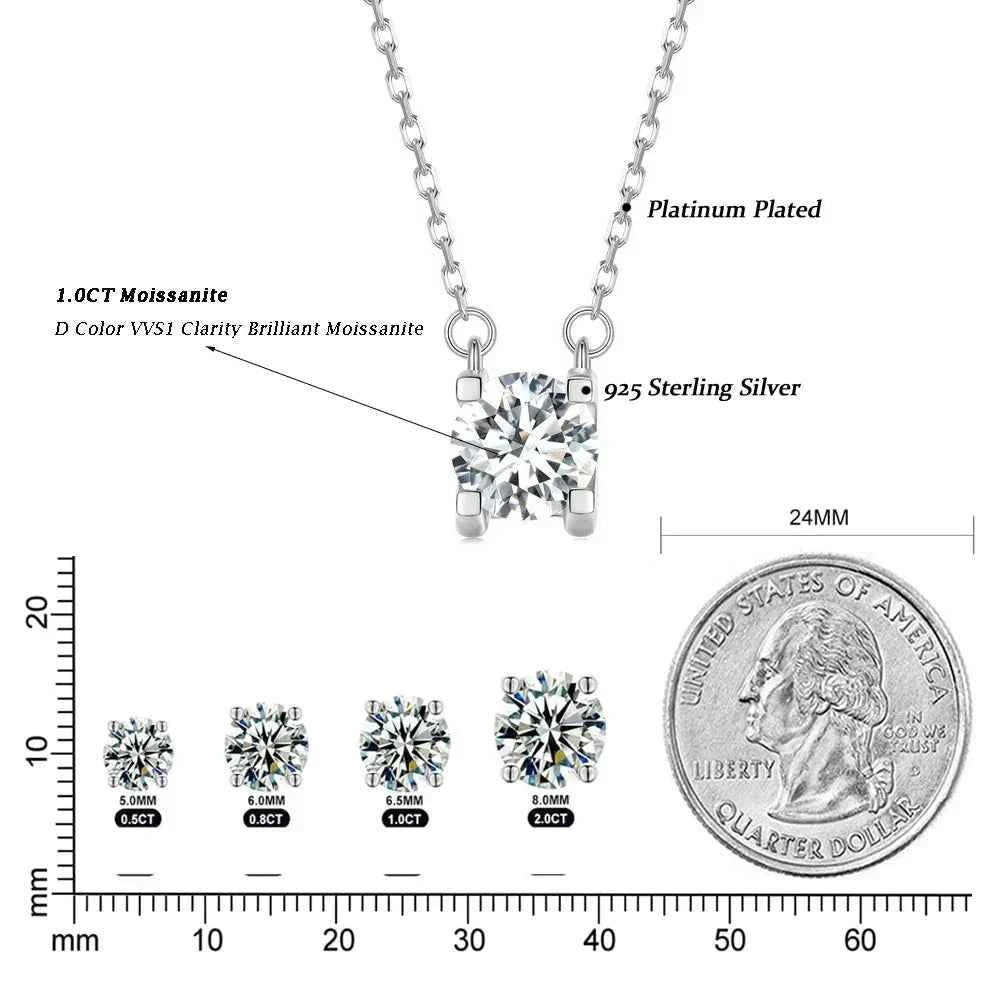 Radiant 1ct Moissanite Sterling Silver Pendant Necklace
