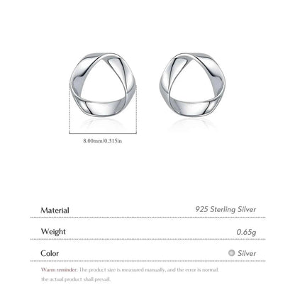 925 Sterling Silver Minimalist Wavy Stud Earrings - Women Fine Jewelry