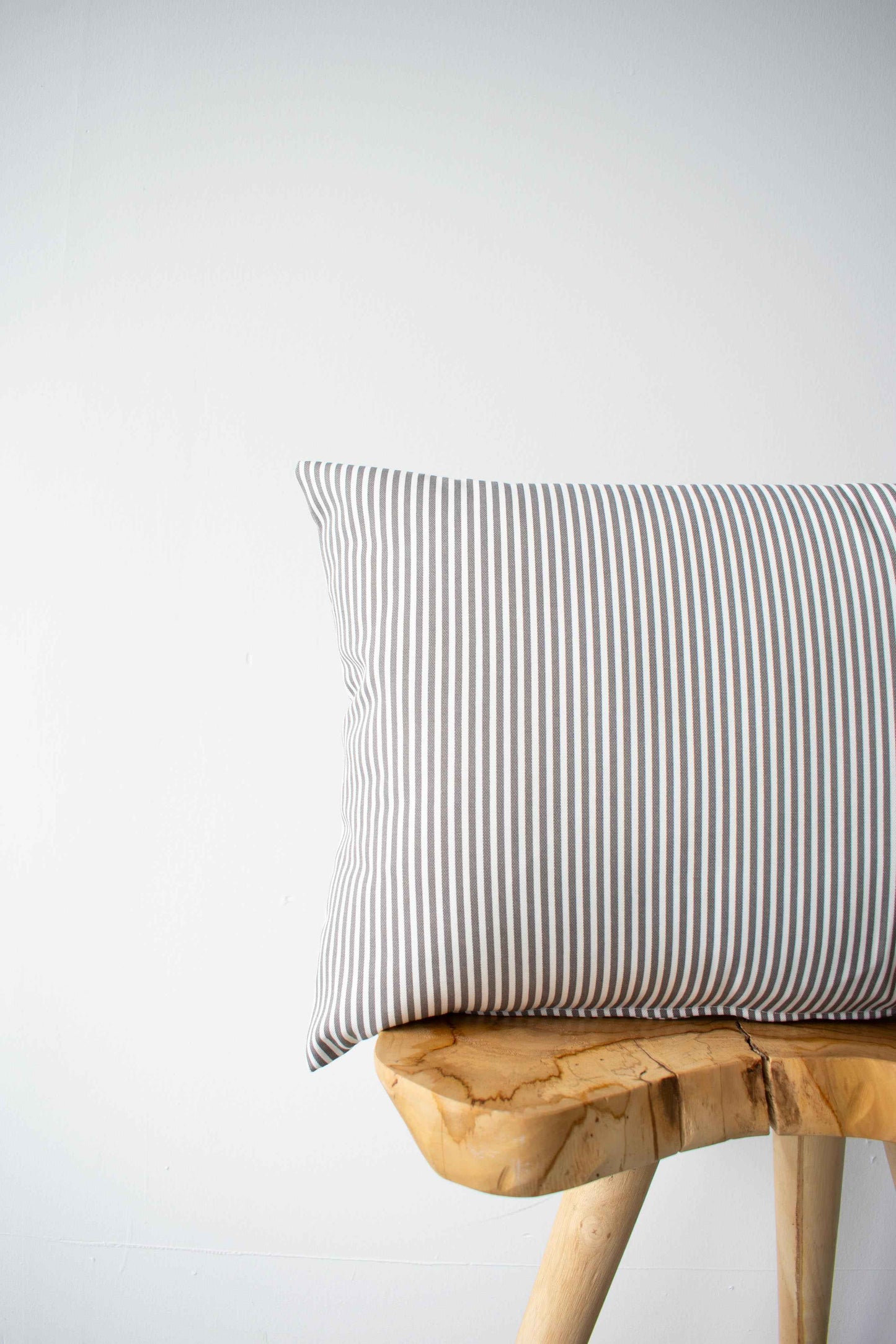 OUTDOOR PILLOW - GREY STRIPE LUMBAR
