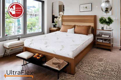 UltraFlex® EcoZen- mittelfest, beidseitig verwendbar, CertiPUR-US® zertifizierter Schaumstoff, Bezug aus Bio-Bambus, druckentlastend, mit kühlendem Gel angereichert, umweltfreundliche Matratze ( hergestellt in Kanada )