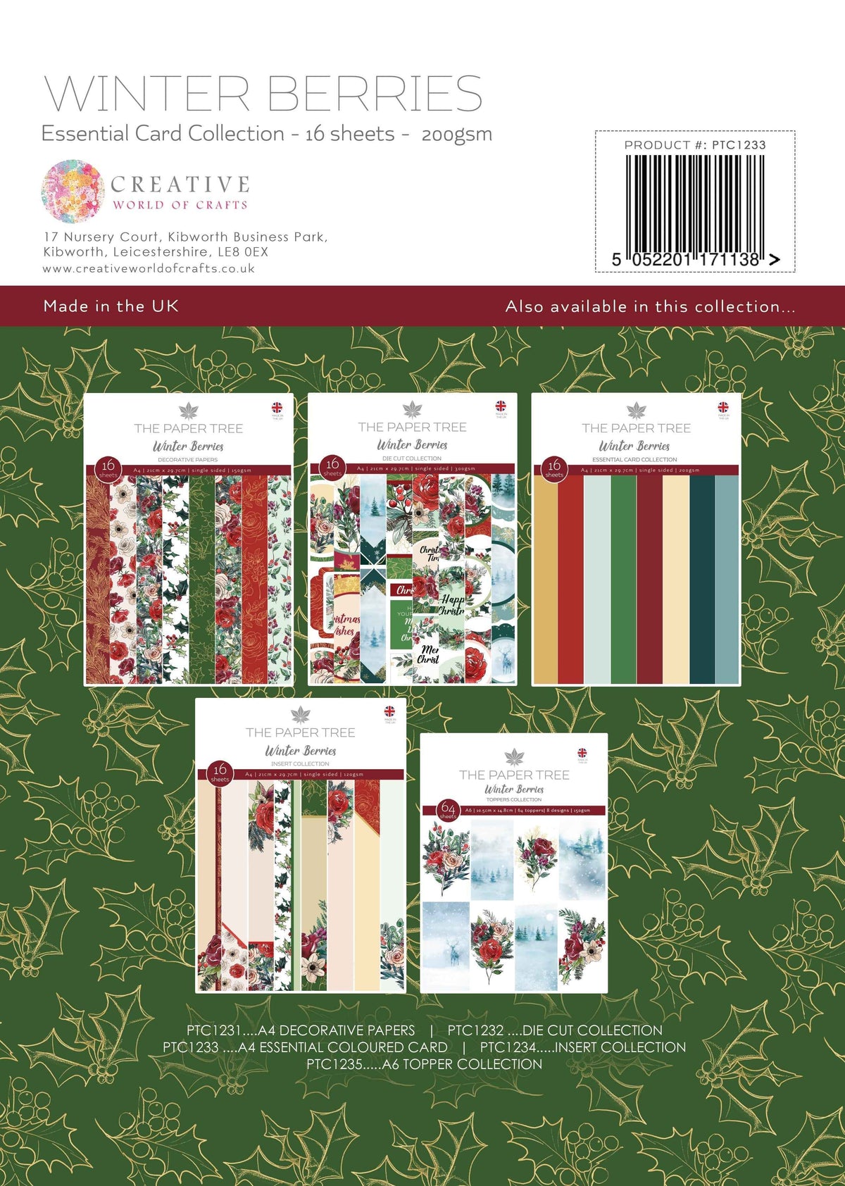 The Paper Tree Winter Berries A4 Essential Colour Card
