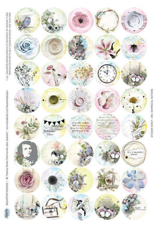 3Quarter Designs Sticker A4 Sheet - Whimsical Notions