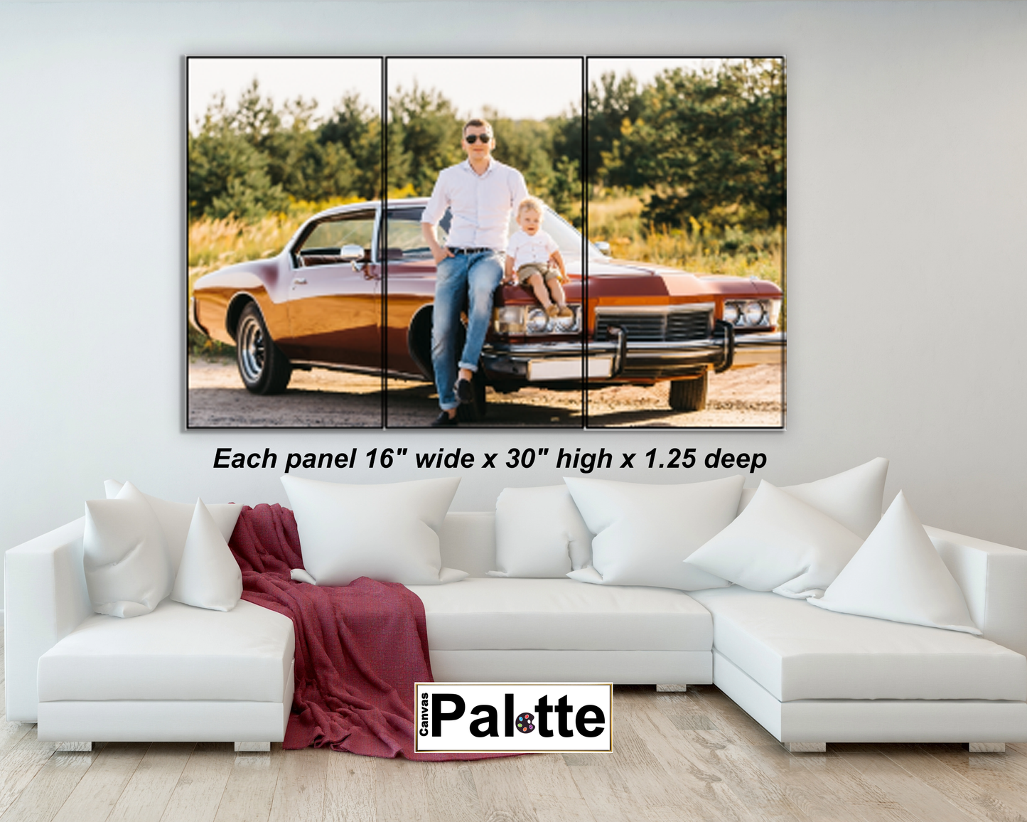 Split-Leinwandbilder 3-teiliges Triptychon 16" x 30" jedes Paneel