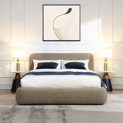 Tapi Upholstered Platform Bed - Beige