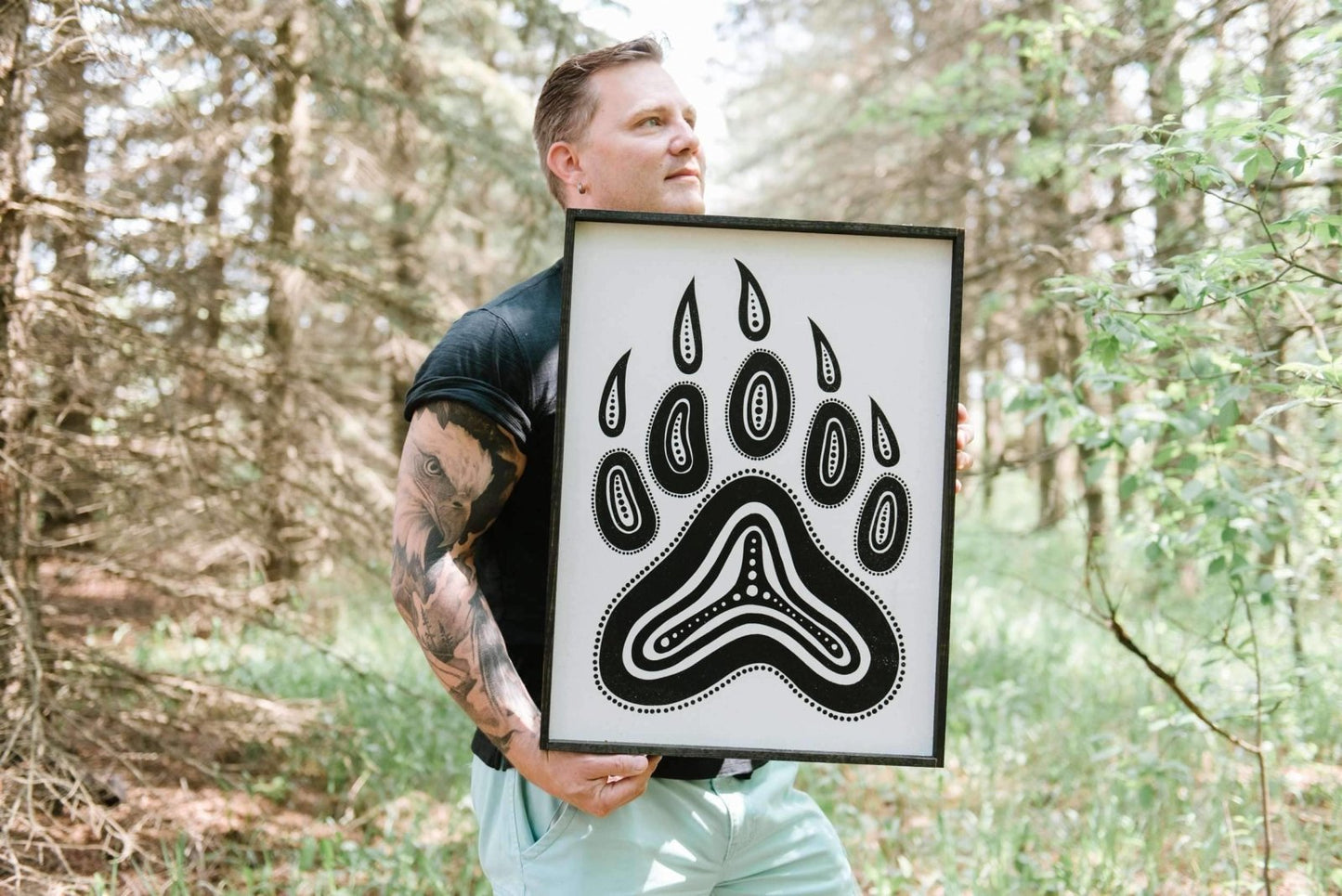 Bear Paw Symbol Wood Sign - AURABAGS SHOP