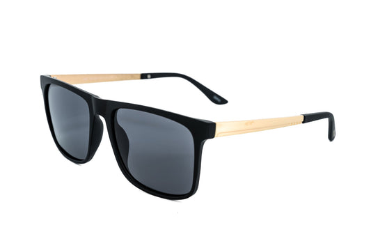 Boléro Soren — Matte Black & Gold Square Polarized Sunglasses