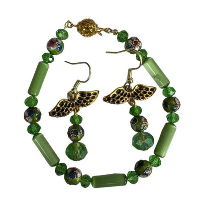Bracelet et boucle d'oreille treillis