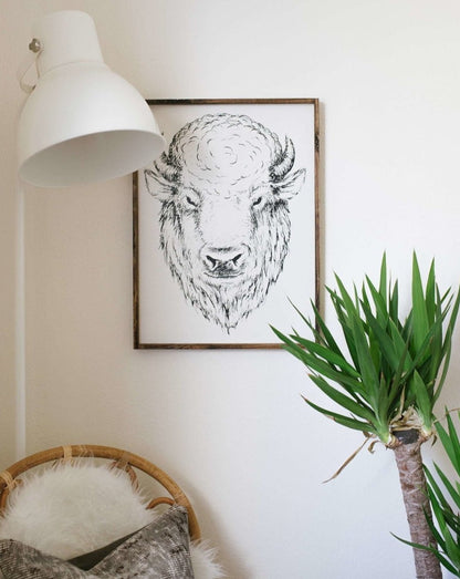 Buffalo Head (Earl) Wood Sign - AURABAGS SHOP