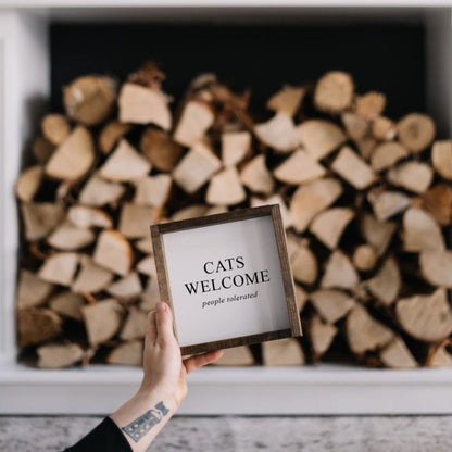 Cats Welcome (people tolerated) Mini Wood Sign