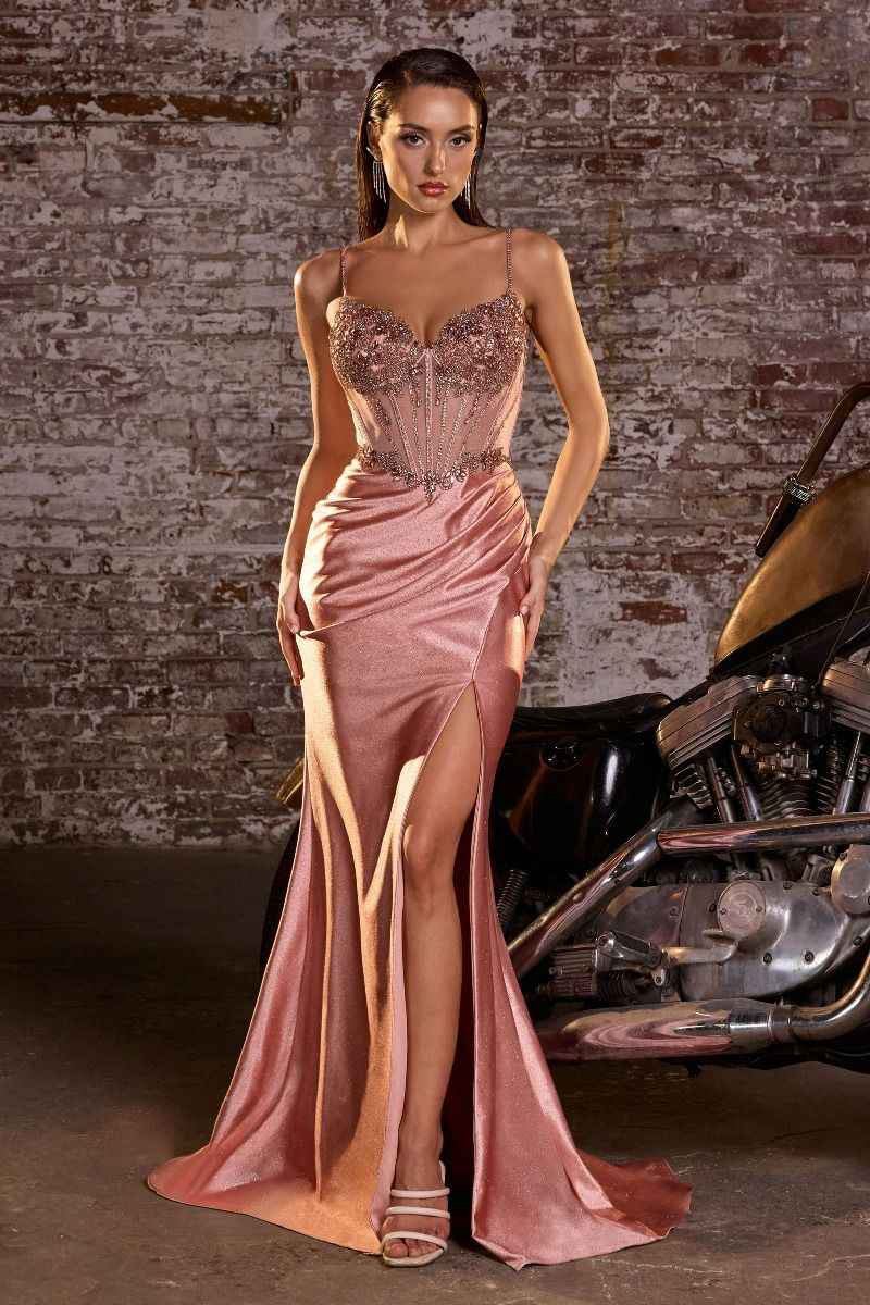 fitted gown exudes high glamour