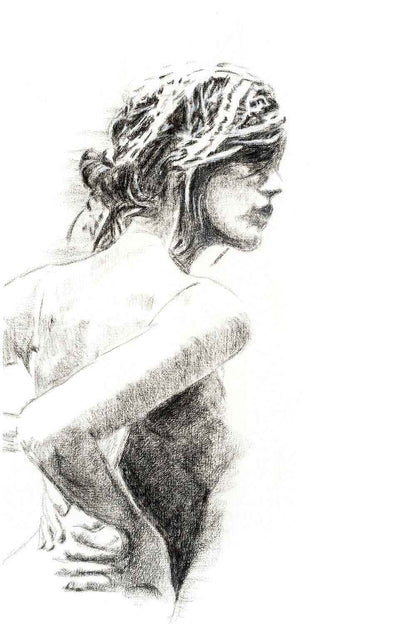 Charcoal Women Figure - Black and white art print