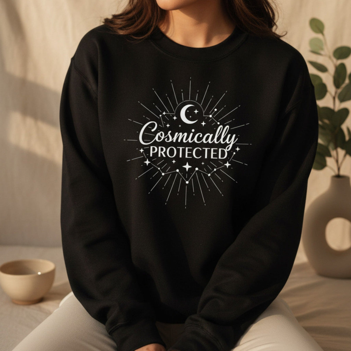 Cosmically Protected Sweatshirt | Celestial Crewneck for Women | Spiritual Gift