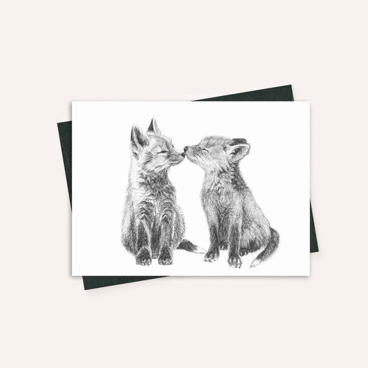 Cute Baby Foxes Greeting Card