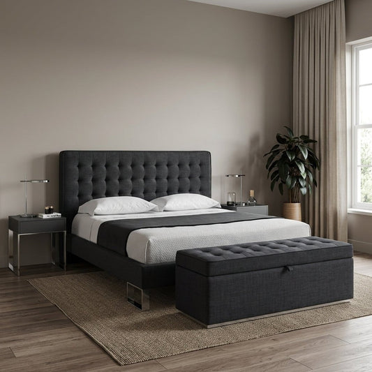 Edmonton Contemporary Graphite Tufted Bed