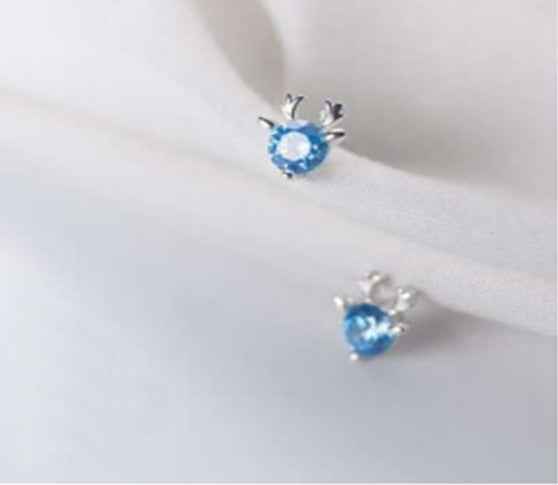 Reindeer Birthstone Stud Earrings – Sterling Silver Platinum-Plated