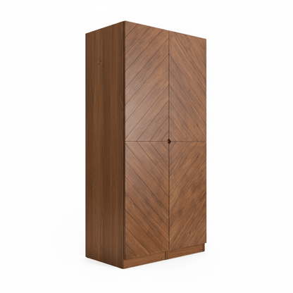 Hobro 301 Two-Door Wooden Wardrobe with Geometric Veneer
