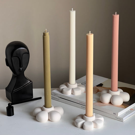 Jesmonite Flower Candlestick Holder: Handmade Table Decor