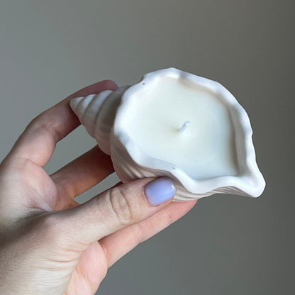 Muschelglas Sojawachskerze | Handgemachtes Jesmonite-Gefäß