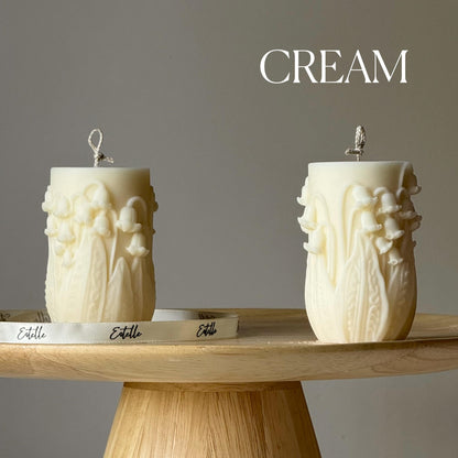 Lily of the valley Pillar Candle | Handmade Decorative Candle