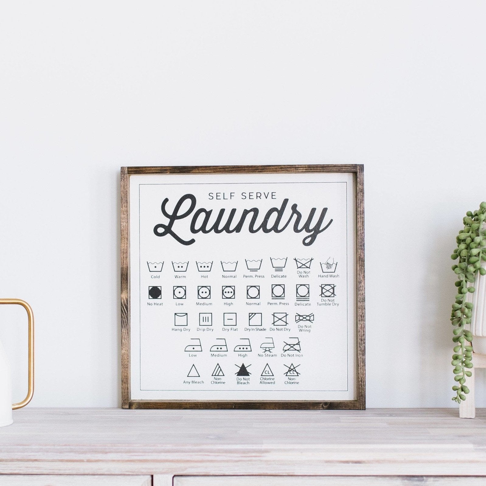 Laundry Symbols Wood Sign - AURABAGS SHOP