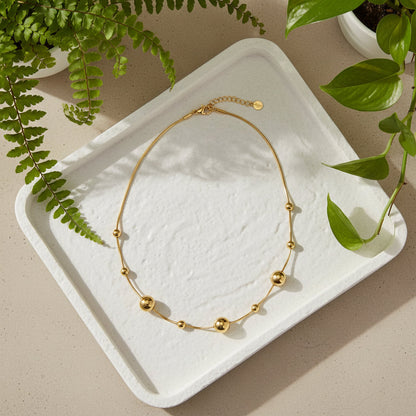 Multi Ball Necklace - Gold Stainless Steel