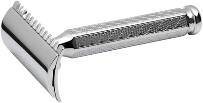Merkur 41C 3-Piece DE Safety Razor, Open Comb, Classic 1906 Etched Handle, Chrome