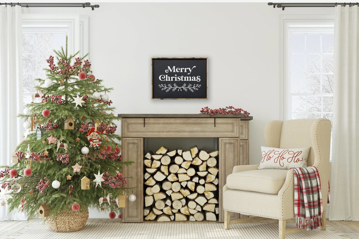 Merry Christmas Large Wood Sign