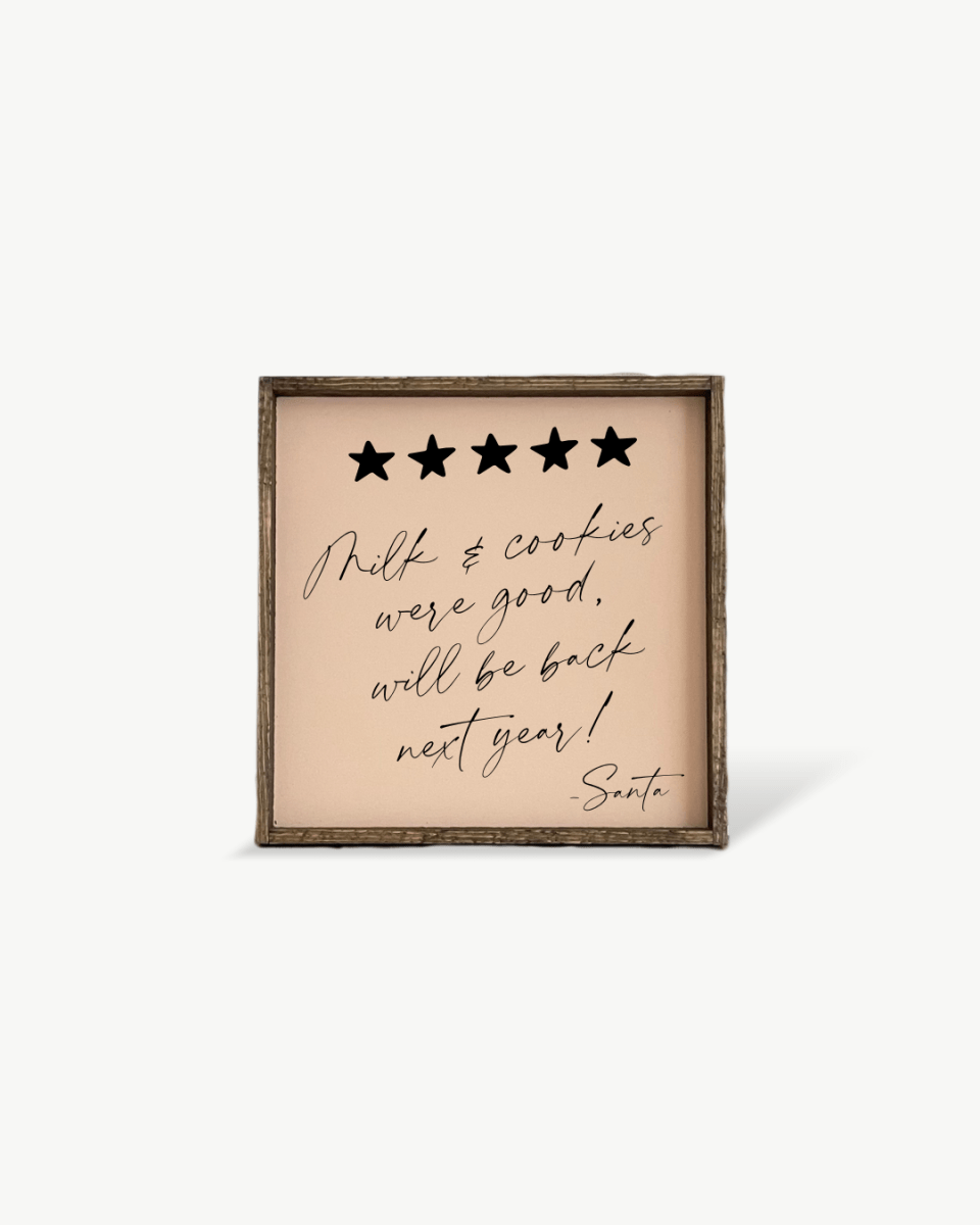 Milk & Cookies Santa Review - Framed Christmas Print