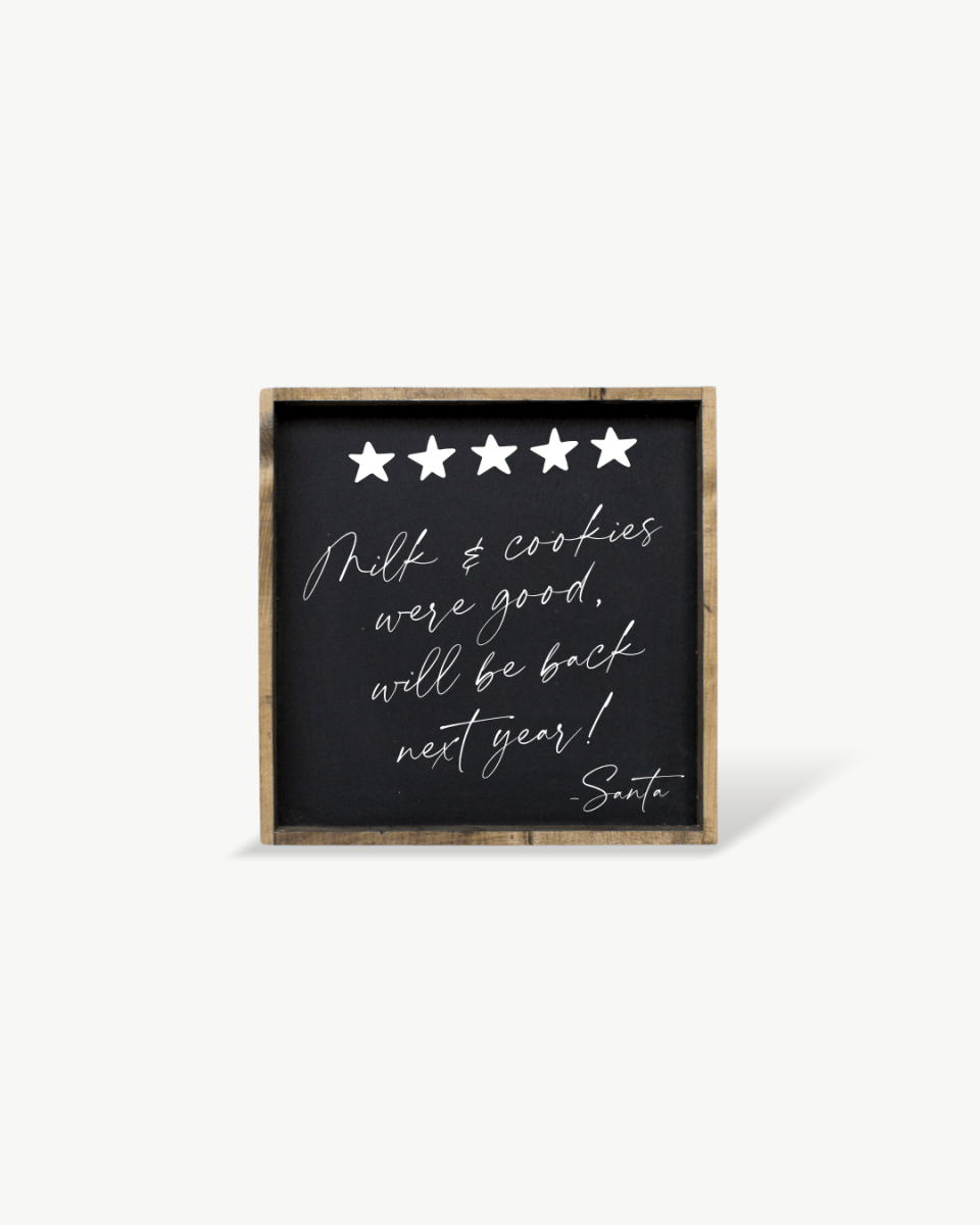 Milk & Cookies Santa Review - Framed Christmas Print