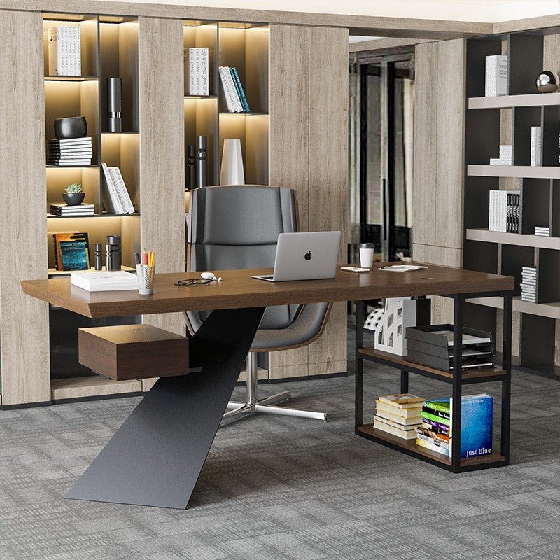 Modern K-Leg Steel Frame Office Desk with 2 Drawers