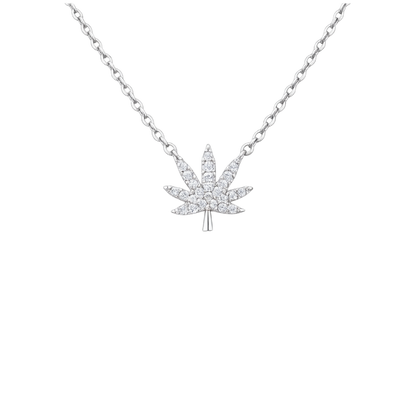 SILVER CANNABIS LEAF NECKLACE