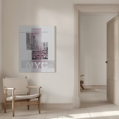 Wandbild Poster Art NYC Fifth Avenue Verkehr | rosa Marmor