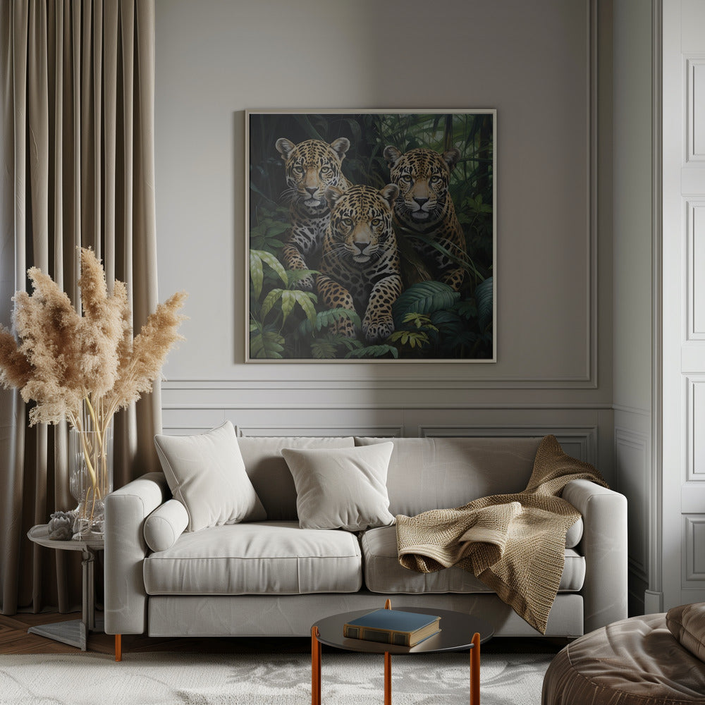 Wall art Three jaguars in the jungle