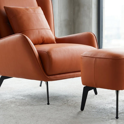 PM06 Premium Cowhide Leather Relaxation Chair with Ottoman