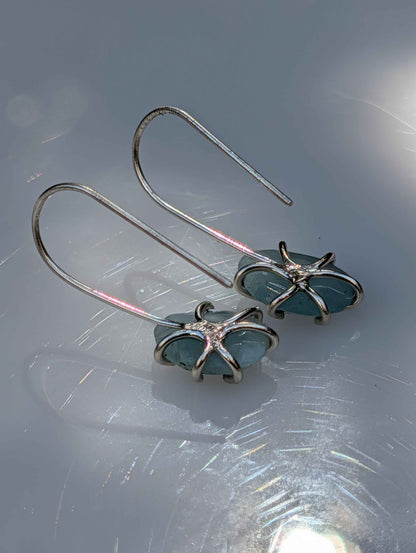 Tidal Grace Earrings – Aquamarine Beryl, Sterling Silver | Pair A