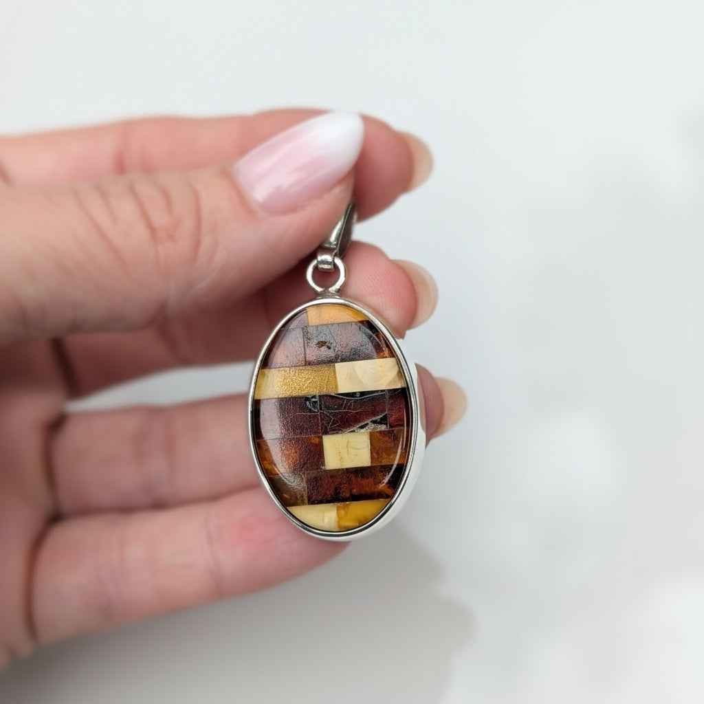 Solar Tapestry Pendant | Sterling Silver Baltic Amber | Tears of the Sun