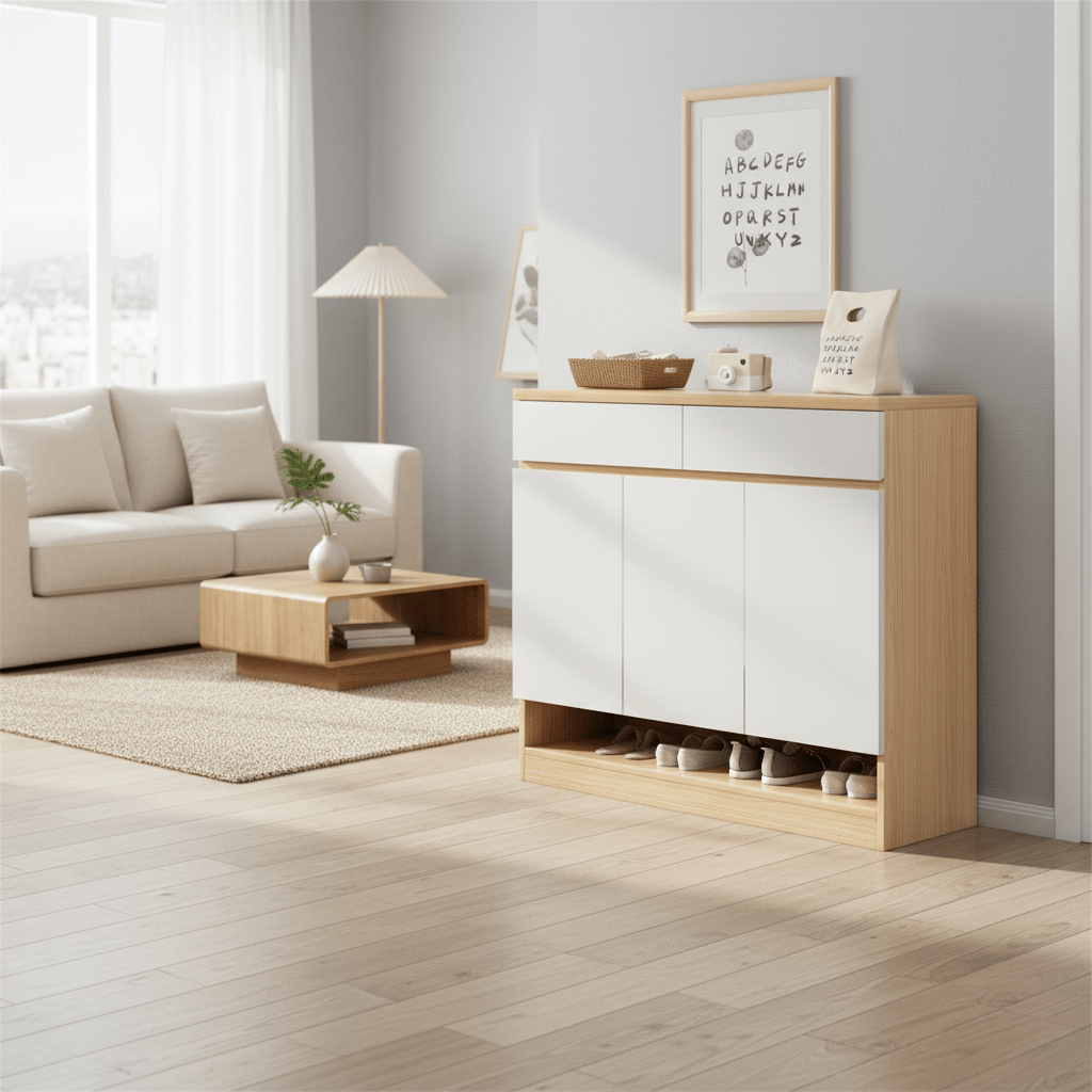 SC52 Weißer Schuhschrank