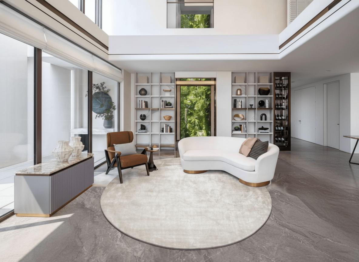 Serene Circle Bamboo Silk Area Rug