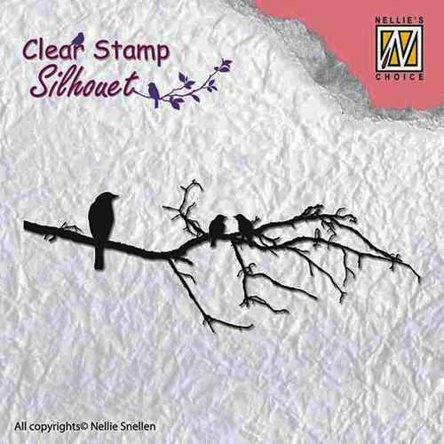 Clear Stamp Silhouette Branch with Bird