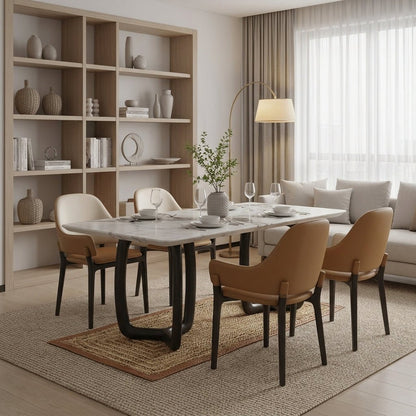 Smoky Black Ash Wood Dining Set with 4 or 6 Chairs