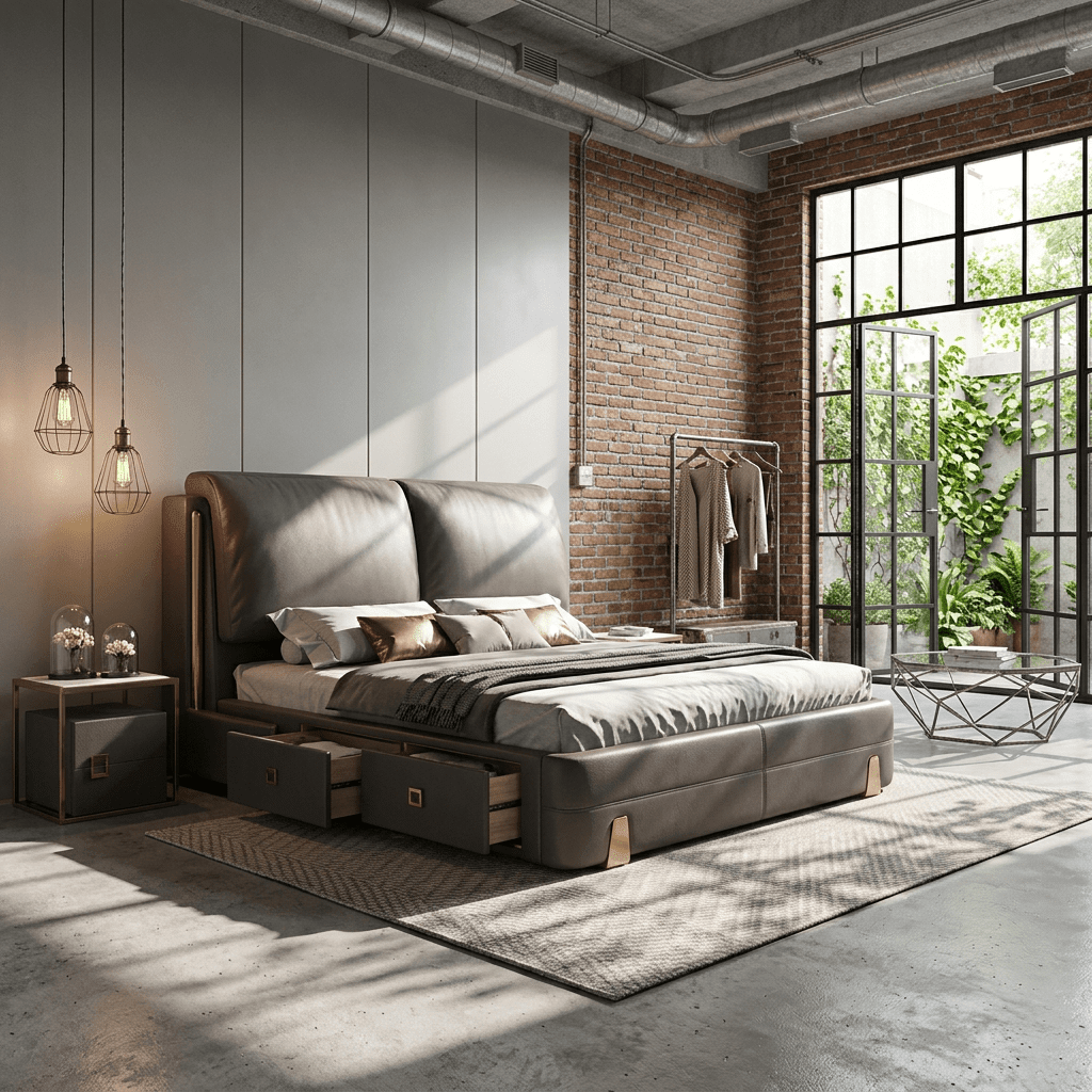 Sterling Luxury Upholstered Storage Bed with Hydraulic Lift and Side Drawers