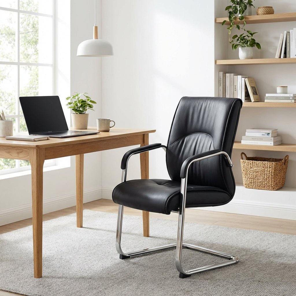 Marrakech Premium Black Leather Visitor Chair