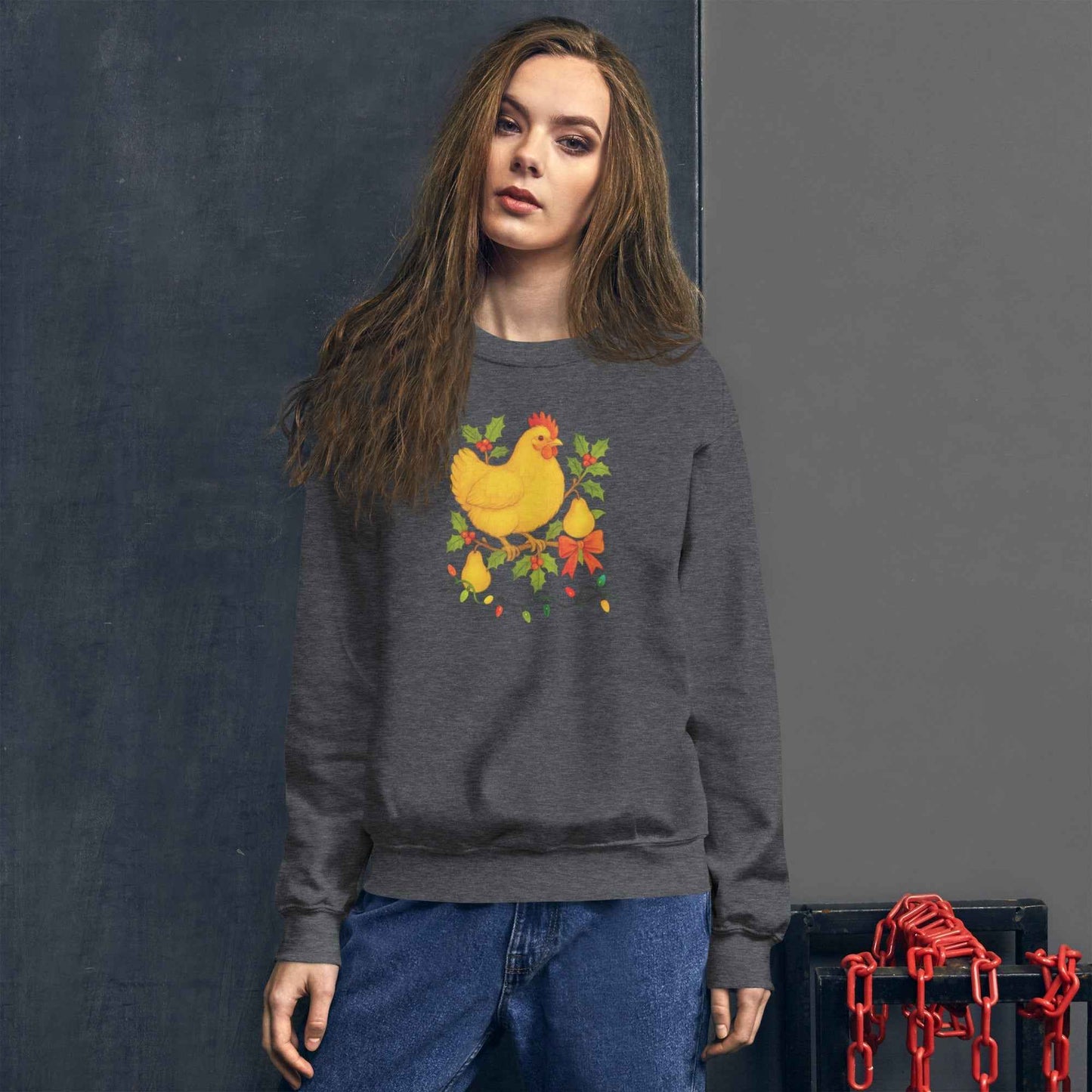 Chickmas Oprington in a Pear Tree Unisex Premium Sweatshirt