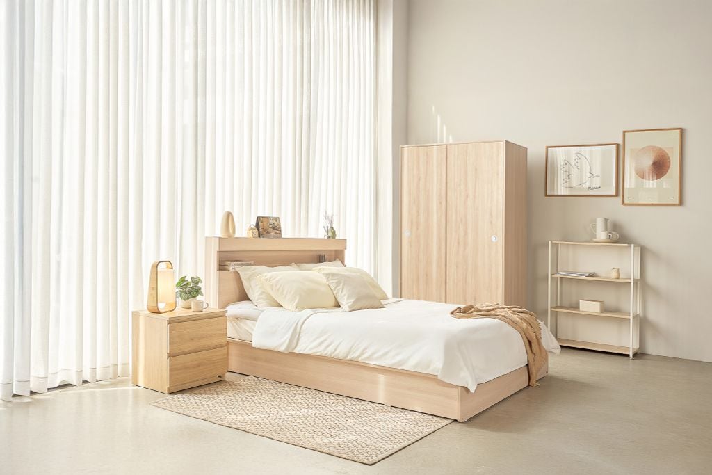 Vienna Bedroom Furniture Combo: Storage Bed, Sliding Wardrobe, USB-C Charging