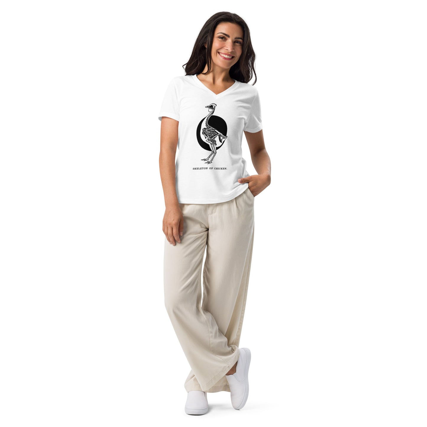 Retro Chicken Skelton Women’s relaxed v-neck t-shirt